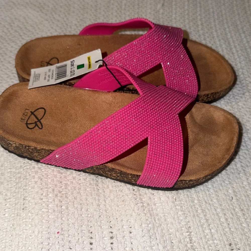 Bobbie Brooks Girls Sandals Size 2/3 Sparkly Pink